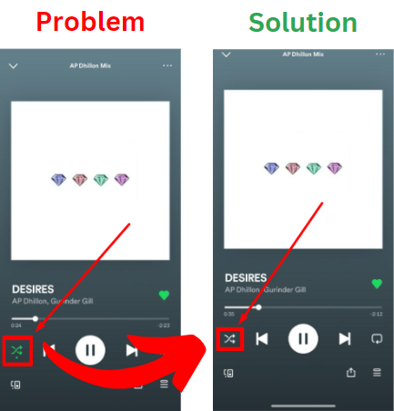 Turn off shuffle when songs playing on spotify